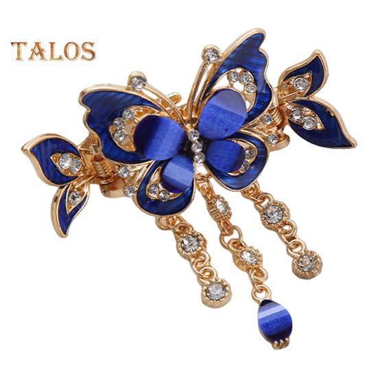 

1/3 шт. заколки для волос в виде бабочек со стразами, кисточки для волос в виде бабочки, винтажные заколки-хвосты в стиле бохо, аксессуары для волос для женщин и девочек, принадлежности для укладки синий