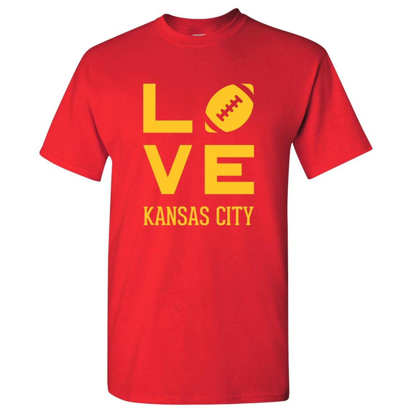 Kansas City Love Football - Sports City Pride Tailgating T -Shirt - Red 4XL