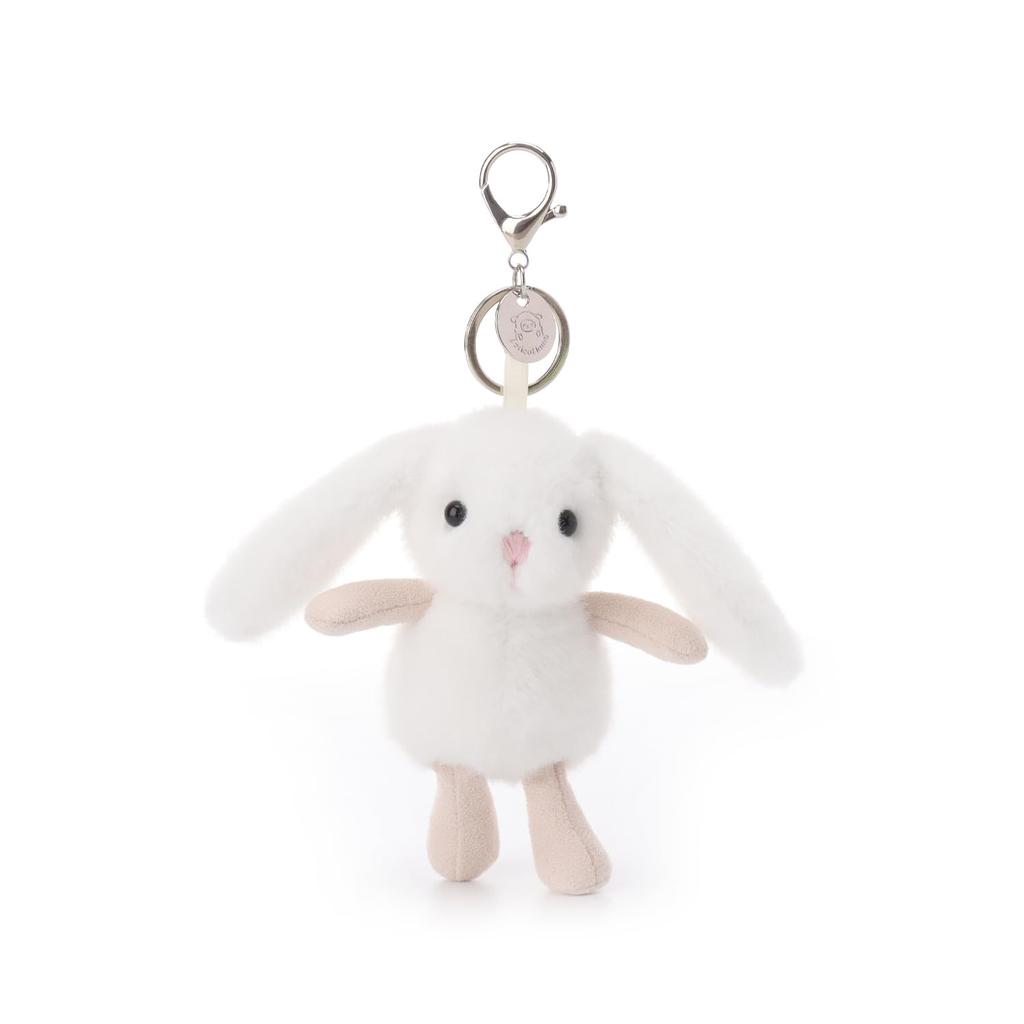 Apricot Lamb Summer Bunny Cute Soft Keychain Plush Toy, Perfect for Boys and Girls, Fits Kids Backpacks and Purses, 10cm