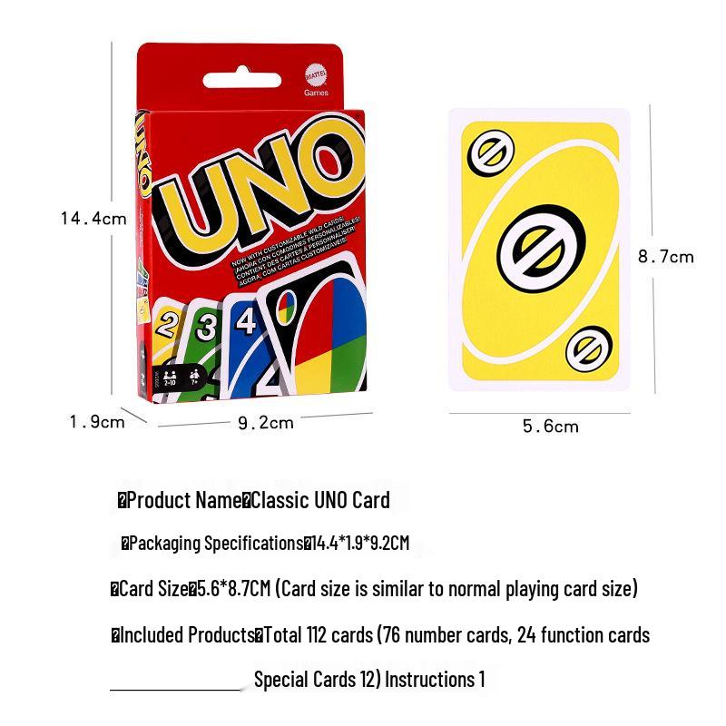 Genuine Mattel UNO Classic Card Game for Multiple Players - Casual Party Poker Table Game