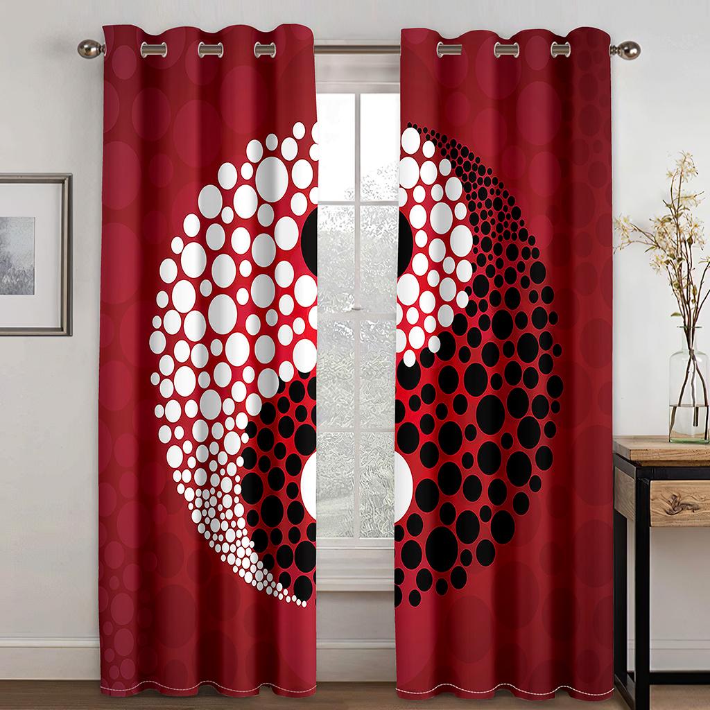3D Black and White Tai Chi Bagua Design Curtains Taoist Culture Lovers Home Decor Curtains Living Room Bedroom Window Curtains