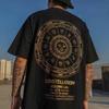 Oversized Hip-Hop Cotton Men's Compass T-Shirt - Half-Sleeve, Hong Kong Style