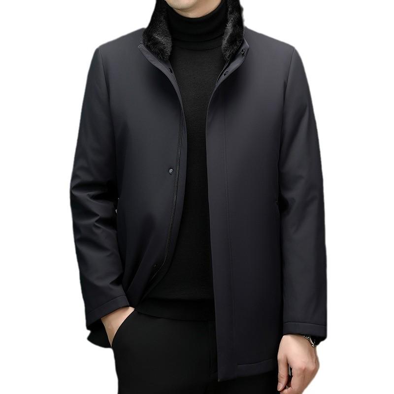 Casual Removable Liner Stand-up Collar Jacket Men's New Thickened Warm Fur Collar Jacket In Winter