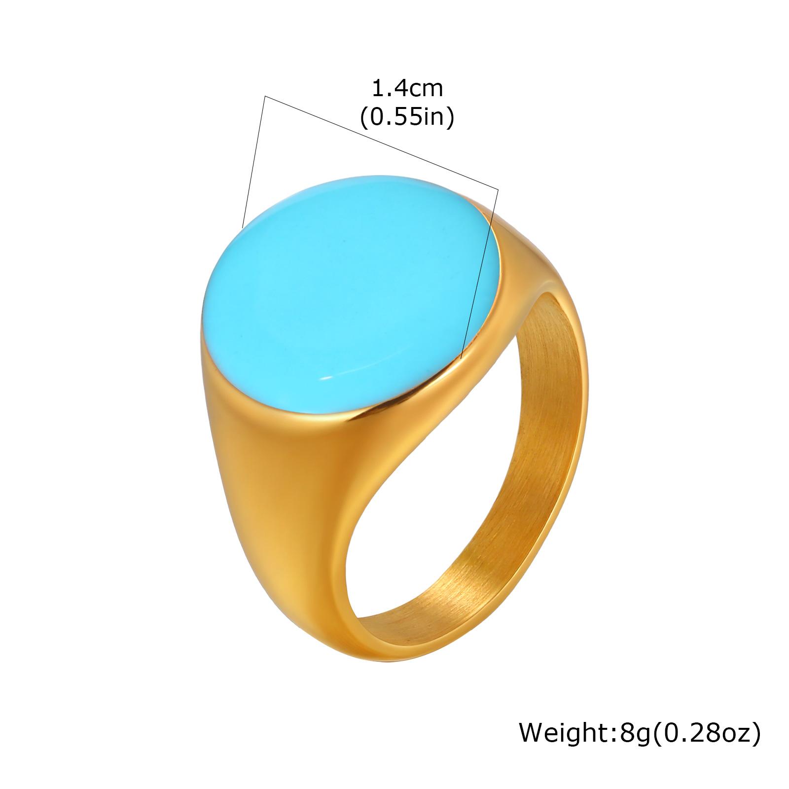 

Creative Colorful Enamel Round Ring for Women, 18K Gold Plated Stainless Steel Chunky Ring, Personalized Fashion Jewelry 7 синий