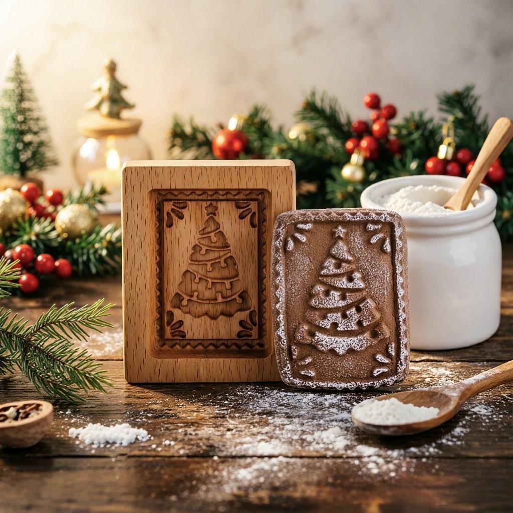 Wooden Gingerbread and Shortbread Cookie Mold Cutter