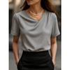 JPNTKY Women's Fashion Casual Solid Color Print Short Sleeve V Neck Blouses & Shirts