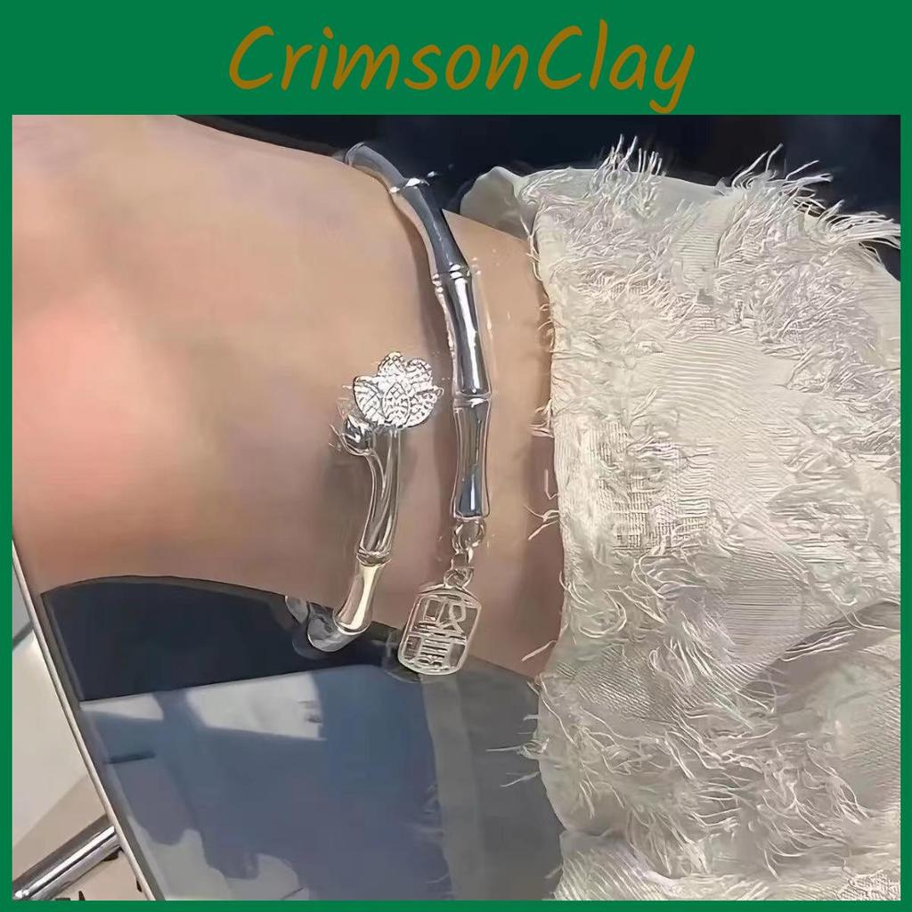 Fashionable High-end Lotus Bamboo Bracelet Stylish Alloy Bangle Gift For Girlfriend