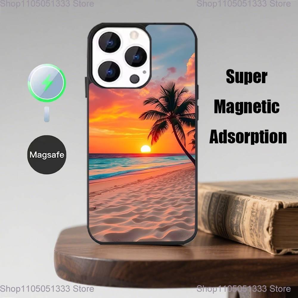 Sea Tropical Palm Trees Beach Phone Case  For iPhone 17,16,15,14,13,12,Pro,Max,Plus,Mini,Magsafe,Magnetic Wireless Charging Case