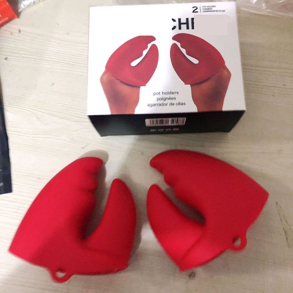 Red Anti-Scalding Clip Silicone Lobster Clamp Gloves Durable Silicone Anti-Hot Glove Home