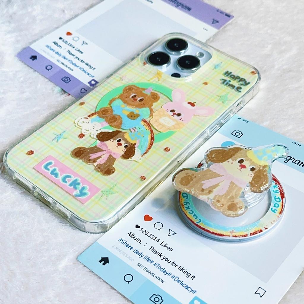 Puppy Birthday Party Original Illustrator Magnetic Stand Phone Case for IPhone17promax for Apple