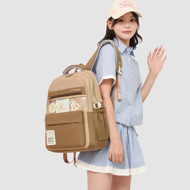 Rucksack mit Kontrastfarbigen Nähten für Mittelschüler, Schultasche, Damen-Leichtrucksack