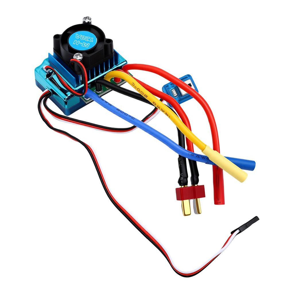 2 to 3S 120A Brushless ESC RC Electronic Speed Controller with T Male Plug 4.0mm Banana Female Plug for RC Car Boat