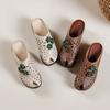 Fashion GKTINOO Flowers Hollow Women Shoes Mom Slippers Summer Peep Toe Wedges Sandals Genuine Leather Lady Slides Platform Shoes Woman