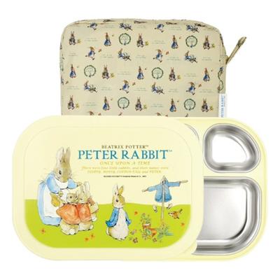 Peter Rabbit förseglad funktionell säkerhet dubbel matbricka i rostfritt stål matlåda + fickset, elfenben, koreanska barnomsorgsprodukter populära produkter
