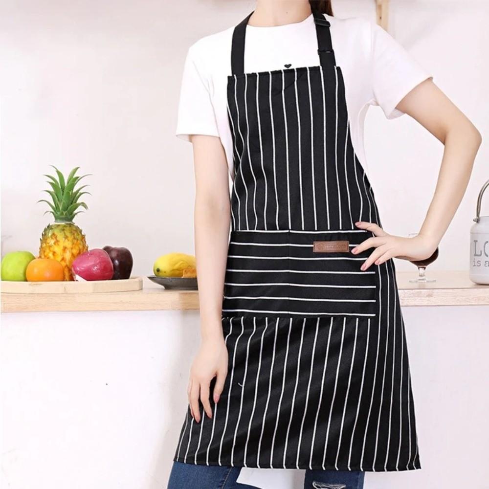 with 2 Pockets Striped Apron Adjustable Kitchen Apron Practical Cooking Apron Food Preparation