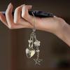 Handsome Metallic Key Holder Artistic Silver Tone Accessory Star Heart Musical Note Pendant Keychain Charm