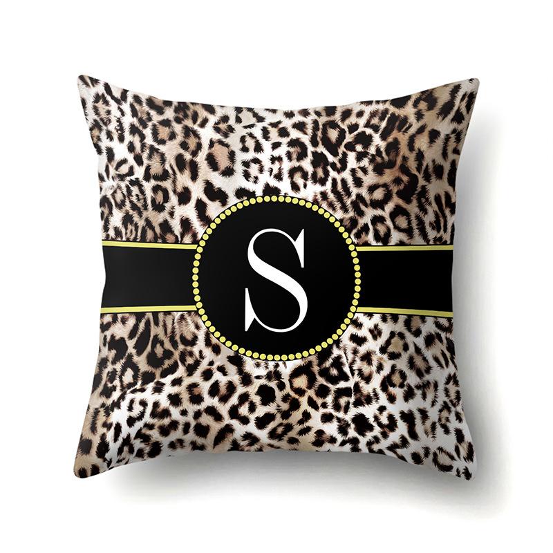 Polyester Pillow Case Decorative Leopard Print Home Furnishing 26 English Letter Printed Pillow Case