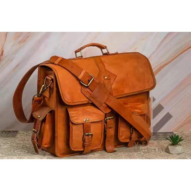 New Men's Large Messenger Brown Vintage Leather Shoulder Satchel Laptop Bag