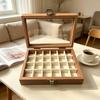 Premium Single-Layer Transparent Jewelry Storage Box - Walnut Color, Large Capacity for Rings, Earrings, and Necklaces, Dustproof Display Tray