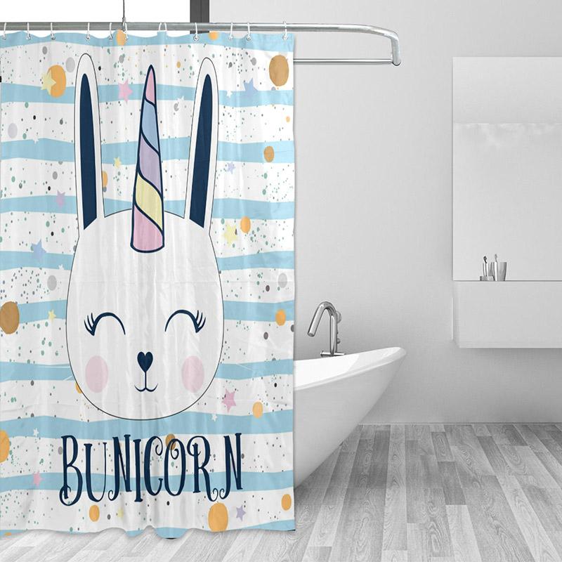 Cute Unicorn Printed Shower Curtain Waterproof Polyester Fabric Bath Curtain For Bathroom Curtains Decoration 180Cm With 12 Hook