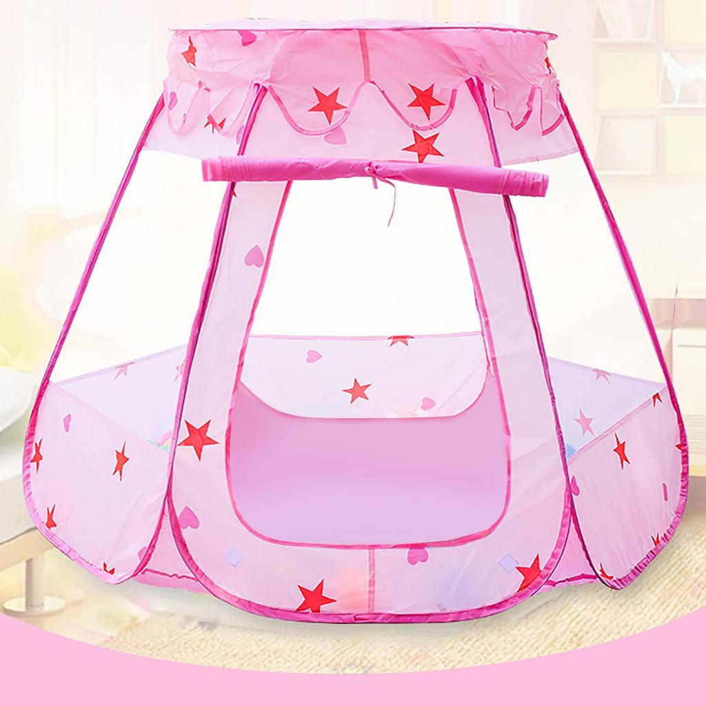 Foldable Kids' Castle Tent with Ball Pit, Indoor Play Tent, One-Touch Tent for Girls and Boys, Tent House with Storage Bag, Suitable for Indoor and Ou