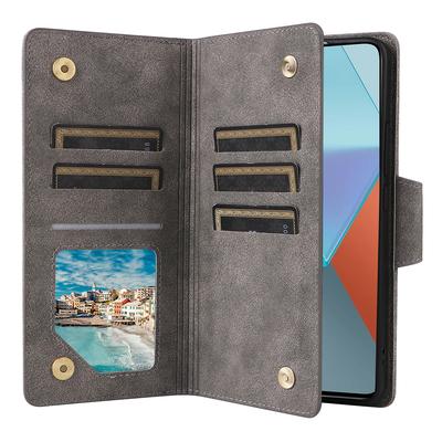 For Xiaomi Redmi Note 13 Pro 5G/Poco X6 5G Zipper Case PU Leather Stand Flip Phone Cover
