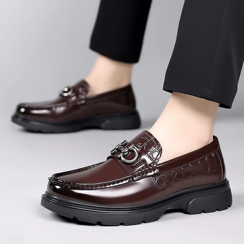 New Men's Luxury Leather Shoes Genuine Leather Dress Shoes Fashion Loafers Slip-on Comfy Casual Business Shoes Fomal Mocassins