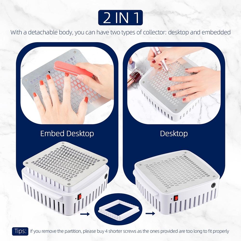 Professional Nail Dust Collector With Filter Built-in Desktop Nail Vacuum Cleaner Gel Nails Manicure Desk Collector For Nails