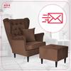 Gaja Wing Chair with Footrest Scandinavian Family Furniture Brown Walnut