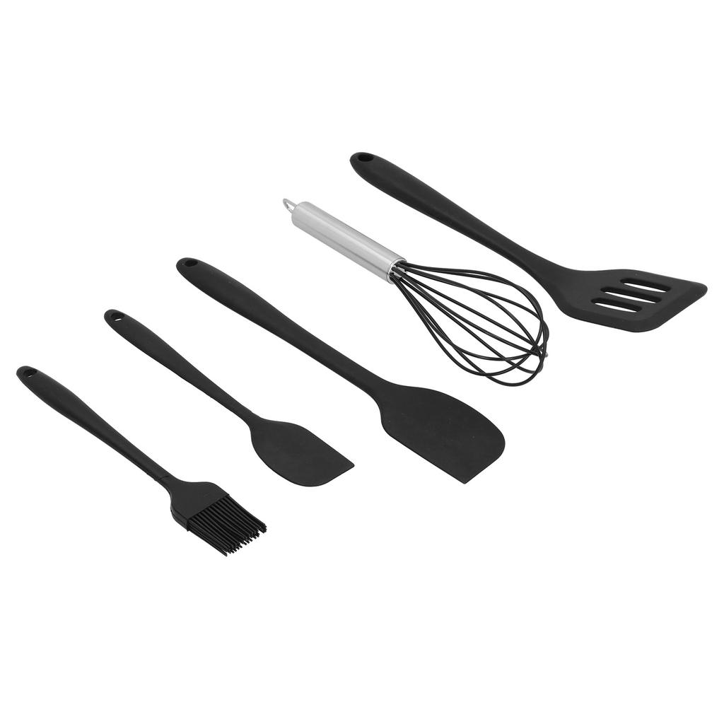 5Pcs Set Silicone Spatula DIY Kitchen Utensil Baking Tool Cake Decoration for Home BakeryBlack