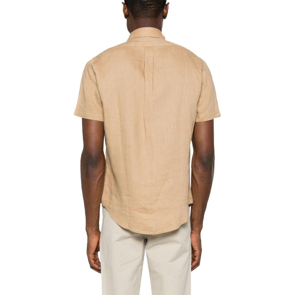 Polo Ralph Lauren SS24 Pony Embroidered Single-Breasted Loose Short Sleeve Shirt Men shirts Light-Brown 710795452-011