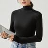 Women Bottoming Tshirt Autumn Winter Mock Neck Slim Tee Shirt Solid Basic All Match Tops Undershirt