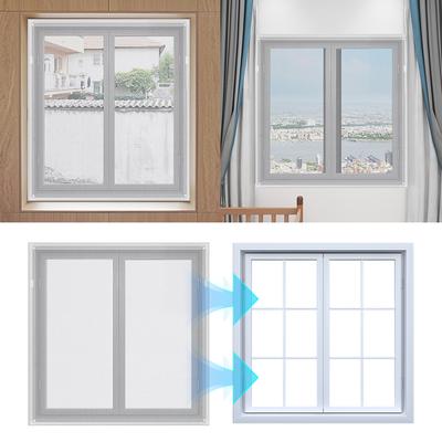 Zanzariera Autoadesiva Magnetica per Finestre Rete Anti Zanzare Fai da Te Rete per Finestre per Finestre di Casa Telaio Bianco Rete Grigia