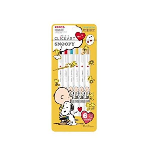 Zebra Clickart Snoopy Set Water-Based Pen, 6-Color (VD) WYSS22-SN-6CVD