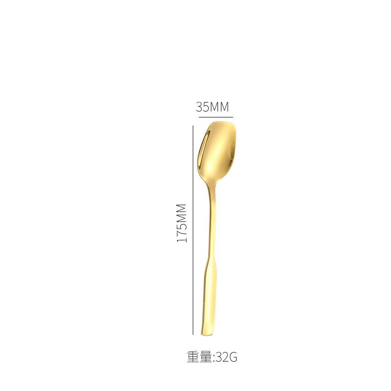 304 Stainless Steel Square-headed Spoon Long Handle Western Dining Teaspoon Coffee Dessert Spoons Silver Tableware