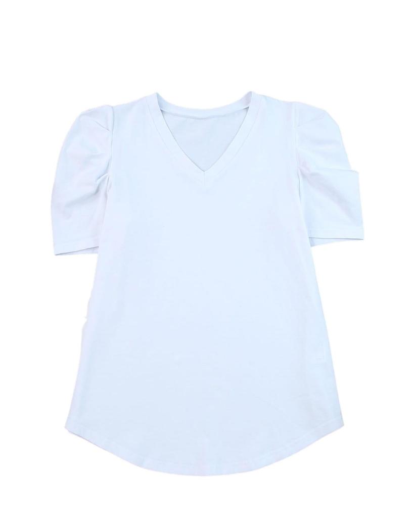 Azura Exchange V-Neck Puff Sleeve T-Shirt