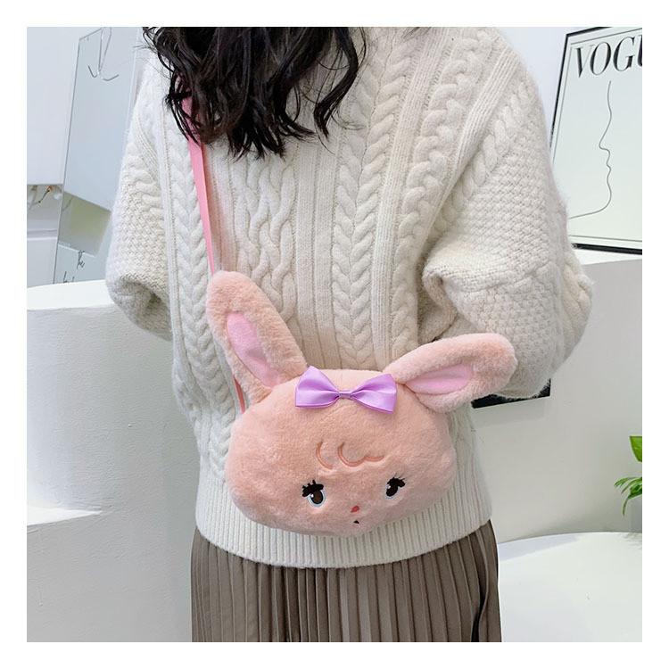 Plush Bunny Bag For Kids Cute Animal Character Kids Coin Purse For Daily Use