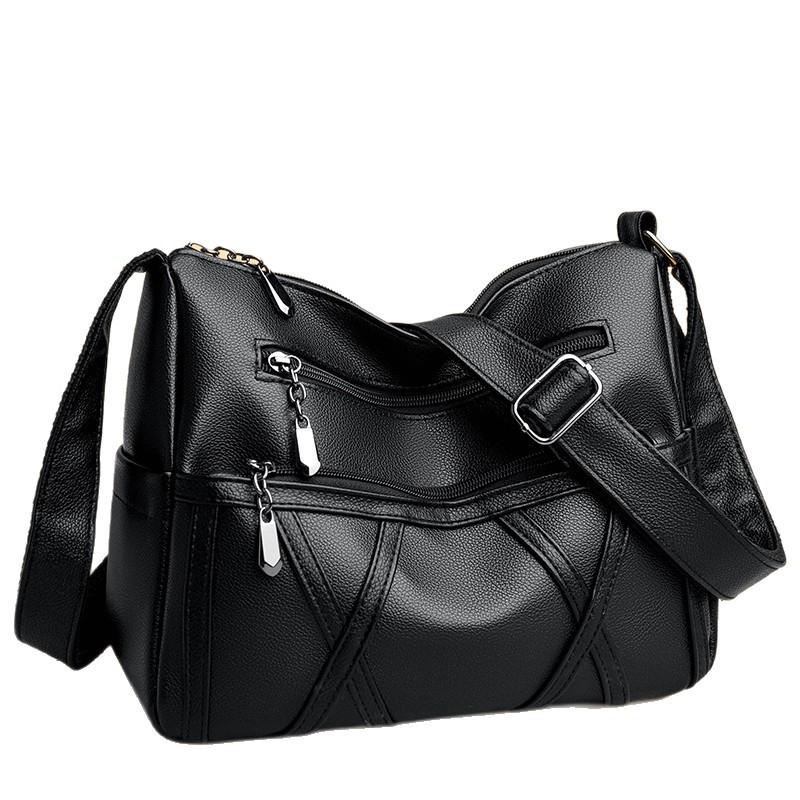 Genuine Leather Multi-Layer Women's Crossbody Bag - Soft, Versatile, and Spacious for Middle-Aged and Elderly Mothers