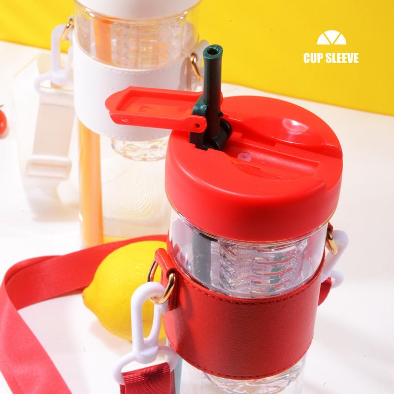 800ml Large Capacity Water Bottles with Strap Dry Wet Separation Fruit Lemon Filter Plastic Drinking Bottle with Straw Outdoor Sports Water Cup