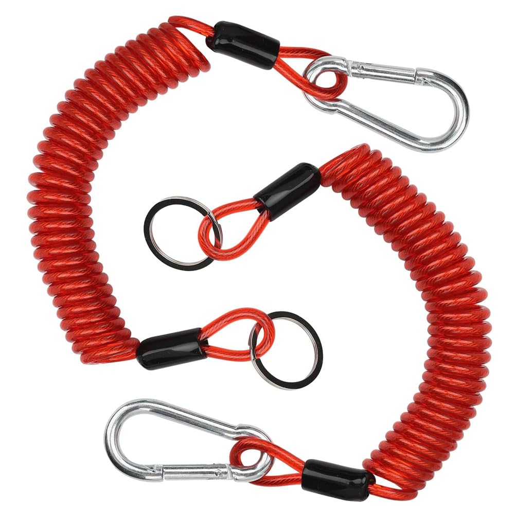 Chaksy 2pcs 6ft Breakaway Trailer Cable, Trailer Breakaway Safety Cable Spring Tow Coil Wire for RV Trailer Camper