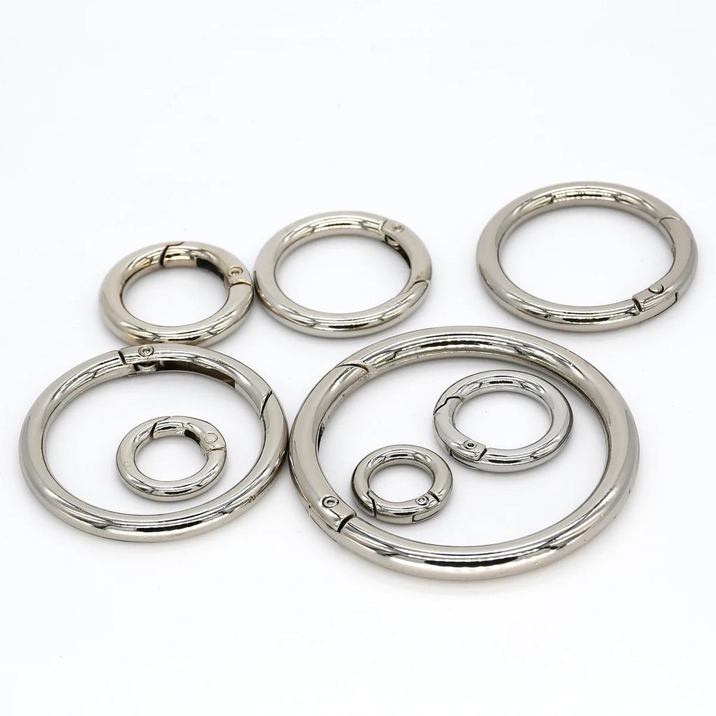 5 sztuk/partia metalowe o-ring sprężynowe klamry otwierane okrągłe karabińczyk brelok klipsy do torby hak pies łańcuszek klamry złącze dla DIY biżuteria