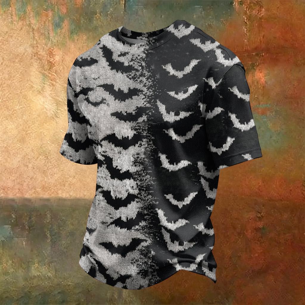 Men's Casual Short Sleeve Crew Neck T-Shirt Halloween Themed Graphic Print Lightweight Comfortable Fit Top