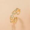 Geometric Twist U Shaped Buckle Rhinestone Women Rings Zircon Finger Rings Korean Style Open Rings