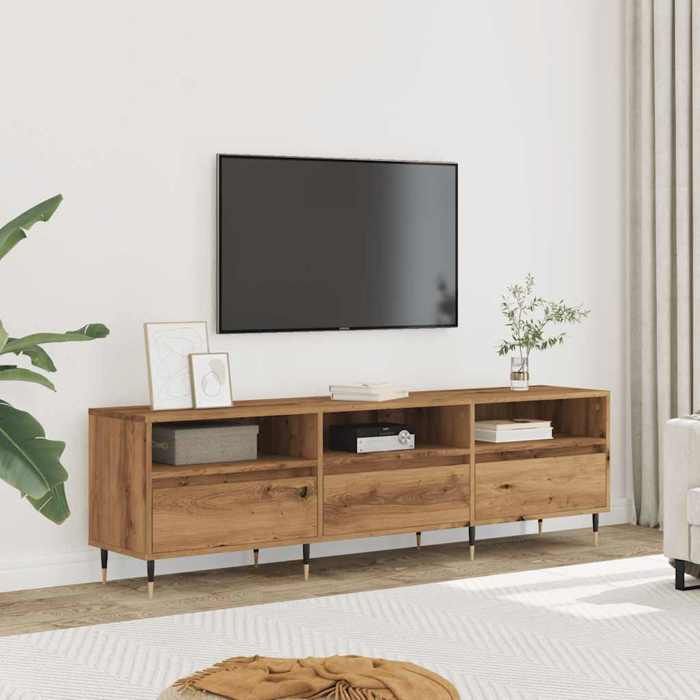 VidaXL Meuble TV chêne artisanal 150x30x44,5 cm bois d'ingénierie, banc TV, meuble télé, meuble multimédia, buffet TV, 857186