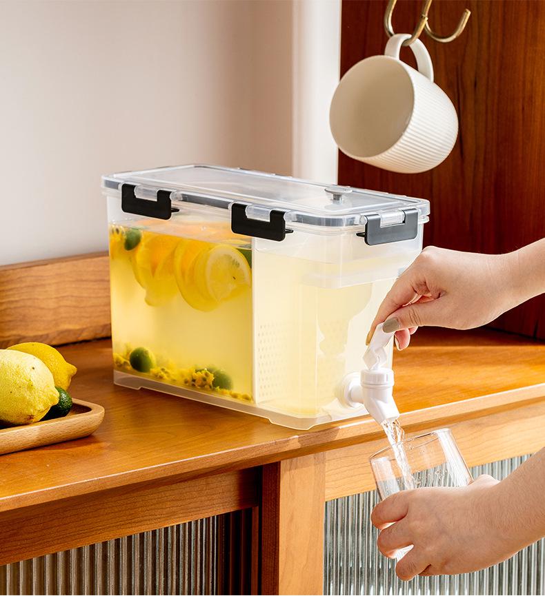 Chilled Water Pitcher with Tap: Fridge-Compatible, Sealed & Thickened for Summer, Large Capacity for Fruit Tea