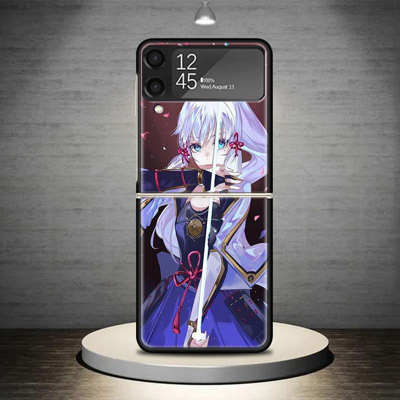 

Genshin Impact Kamisato Ayaka Phone Case For Samsung Galaxy Z Flip 7 6 5 4 3 5G Cover ZFlip7 ZFlip6 ZFlip4 ZFlip5 ZFlip3 Coque F Samsung Z Flip 4
