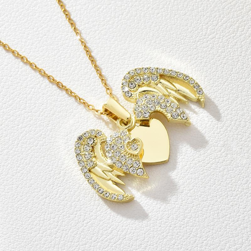 Creative Openable Heart Shaped Angel Wings Pendant Necklace For Women With Customizable Engraving