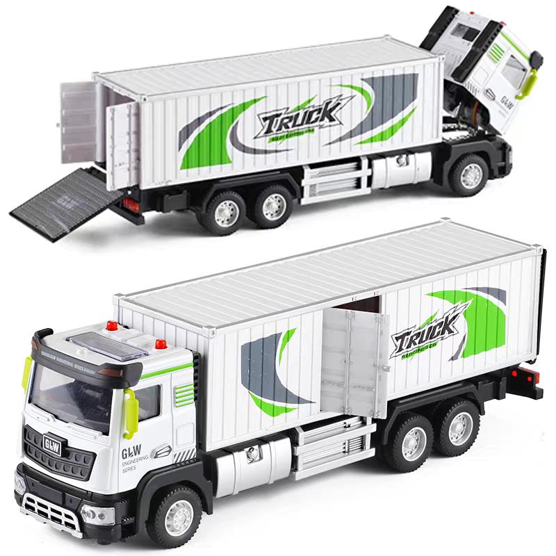 1:40 City Container Truck Sound and Light Model Transporter Car Play Vehicle Alloy+Plastic Diecast Toys Children Collection Gift