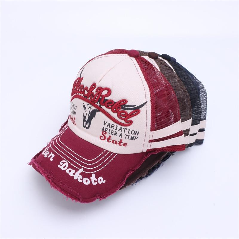 Hot Sale Unisex Baseball Cap Vintage Cap Letter Embroidery Baseball Cap Cow Head Pattern Men And Women Outdoor Trucker Hats
