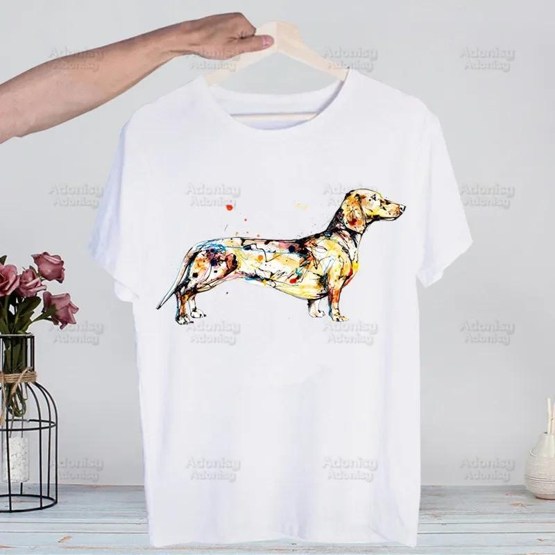 Dachshund Teckel Funny Cute Dog Animal Funny T Shirt Men New Casual Short Sleeve Tshirt Homme Manga Unisex T-shirt Tees